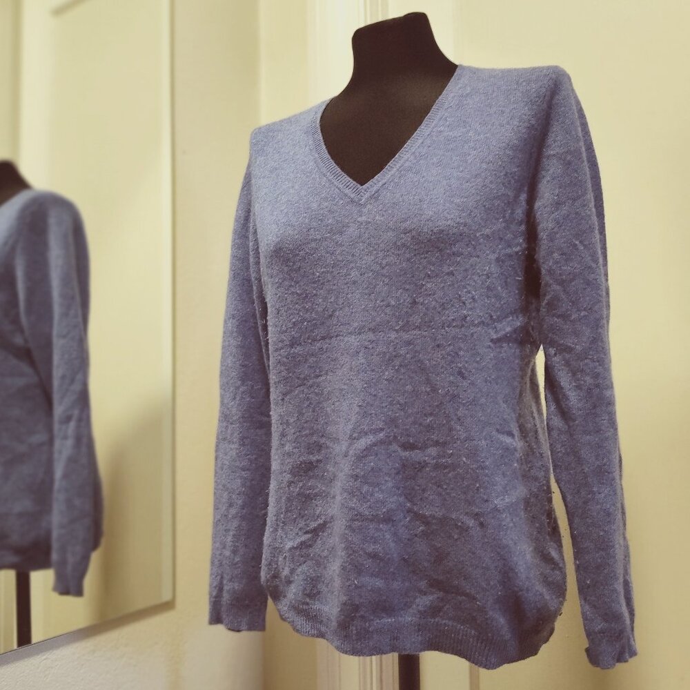 Heathered powder blue cashmere sweater